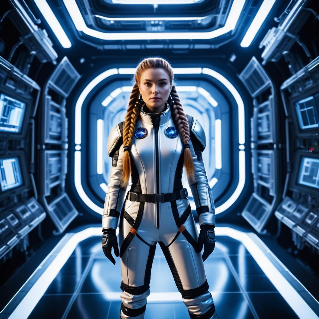 Female Astronaut in Futuristic Space Suit