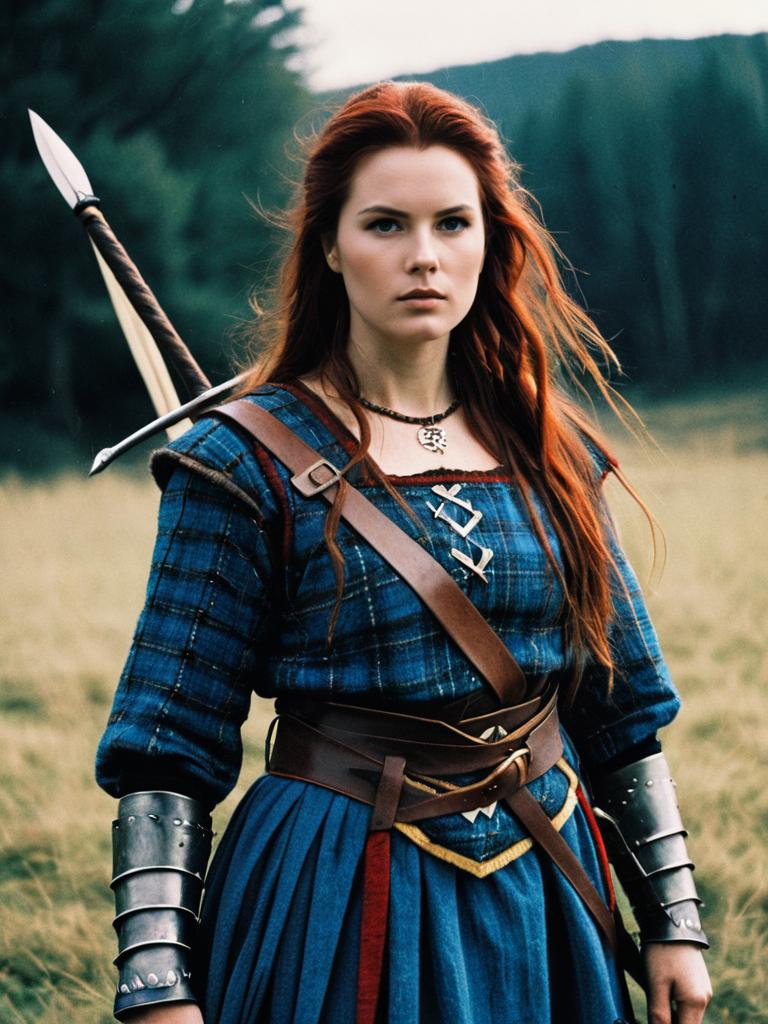 Braveheart Inspired Woman in Medieval Scottish Warrior Costume Editorial Cosplay Braveheart Inspired Woman in Medieval Scottish Warrior Costume Editorial Cosplay