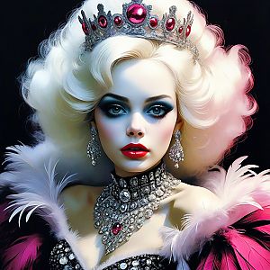 Glamorous Woman in Luxurious Jewelry and Baroque Style