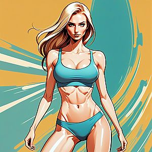 Athletic Woman in Blue Sportswear