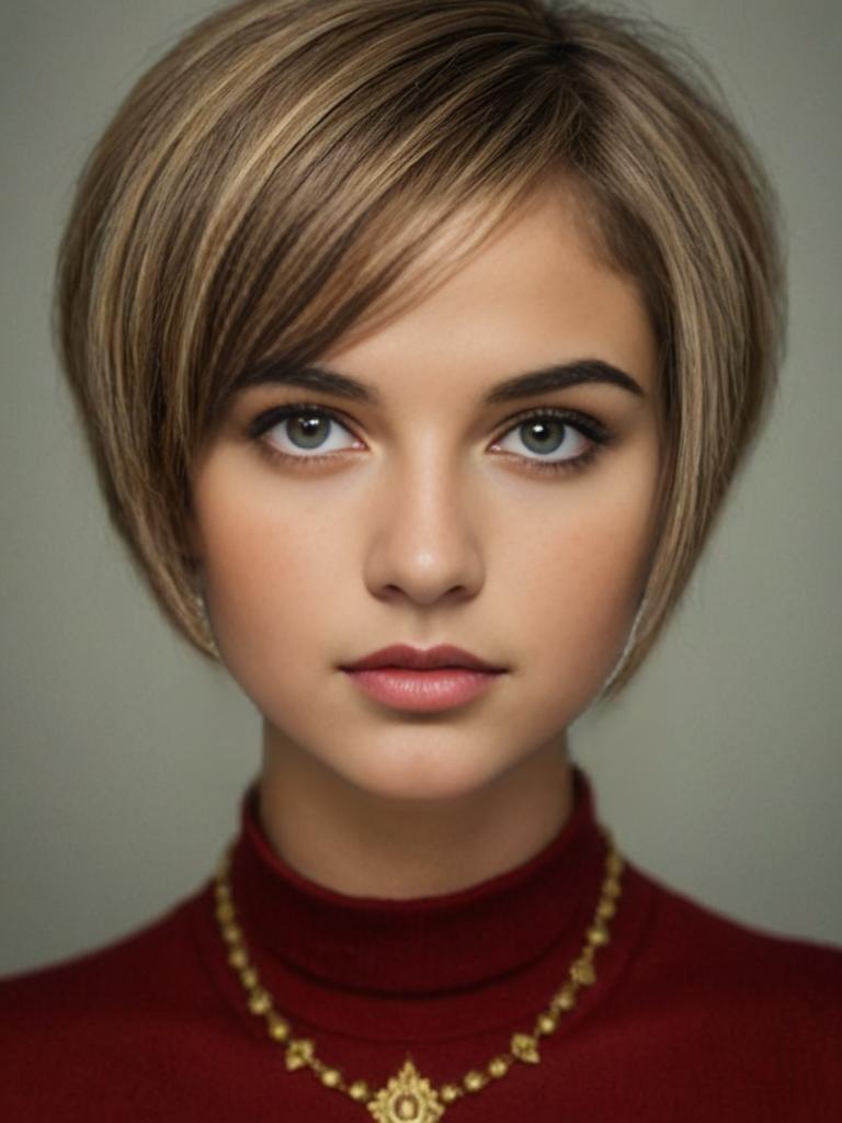 Elegant Woman with Stylish Short Hairstyle