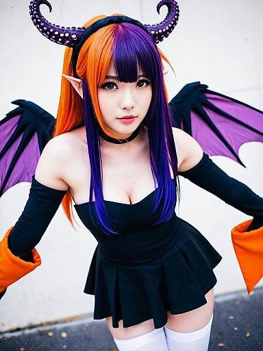 Ao-chan Ninomae Inanis Cosplay with Horns and Wings in Anime Style
