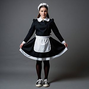 Confident Woman in Modern Maid Outfit