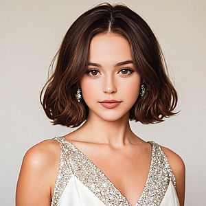 Elegant Portrait of a Young Woman in Shimmering Dress
