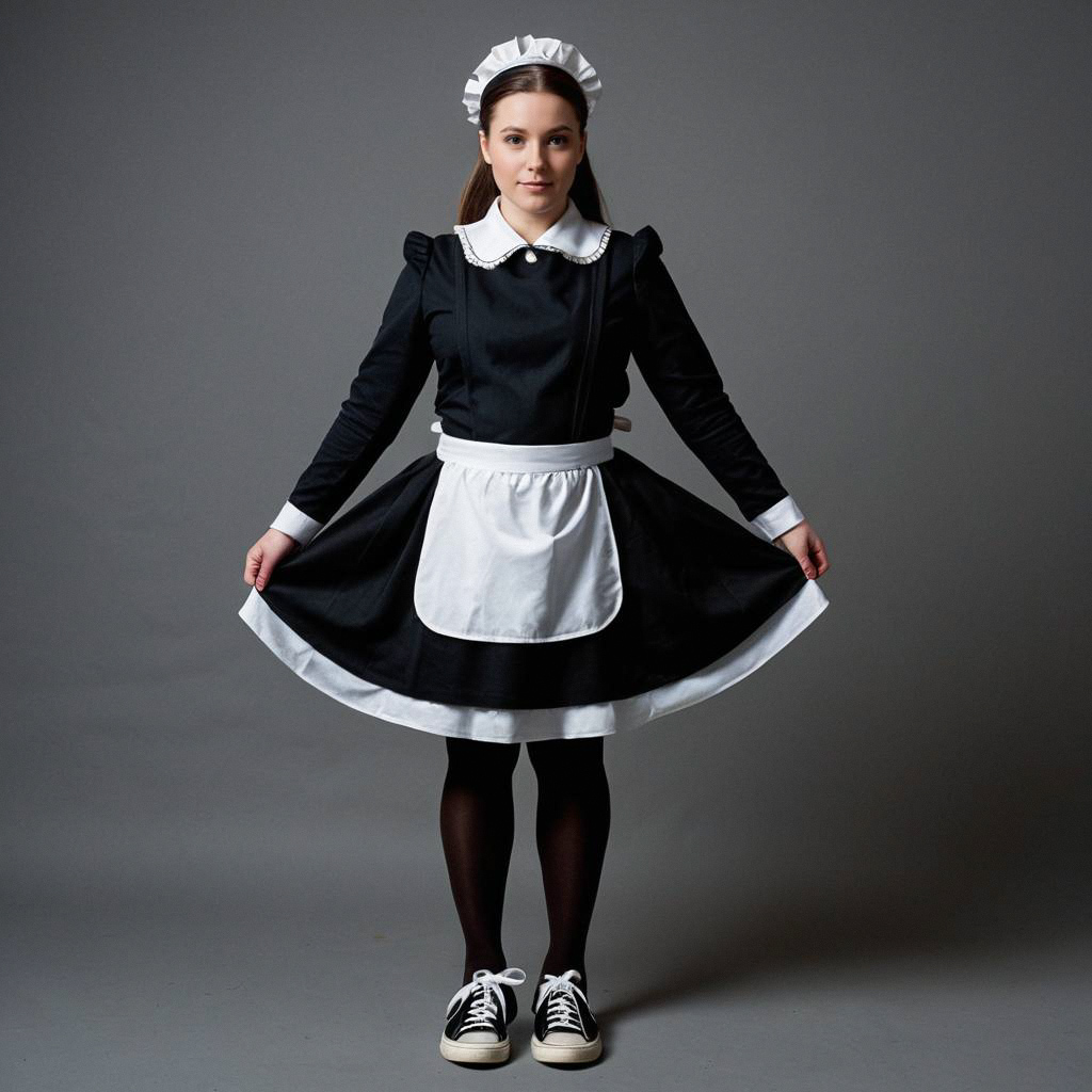 Confident Woman in Modern Maid Outfit