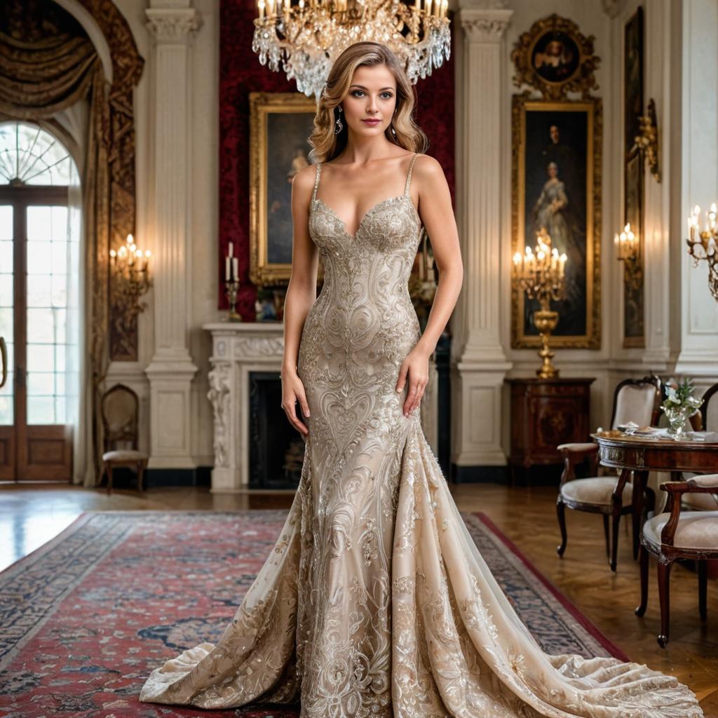 Elegant Mermaid Gown in Luxurious Ballroom