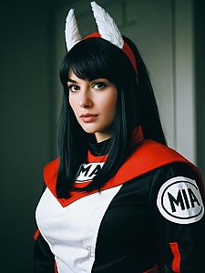 Woman in Mia Cosplay Costume Cinematic Glamour Portrait
