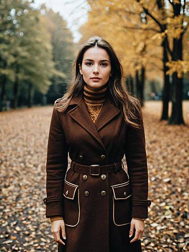Woman in Brown Aesthetic Outfit Candid Outdoor Portrait in Autumn