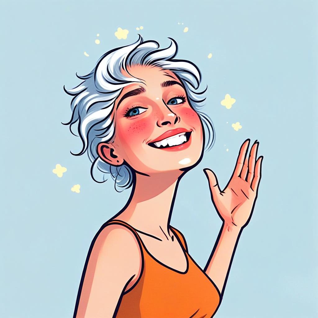 Cheerful Woman with Short White Hair Cheerful Woman with Short White Hair