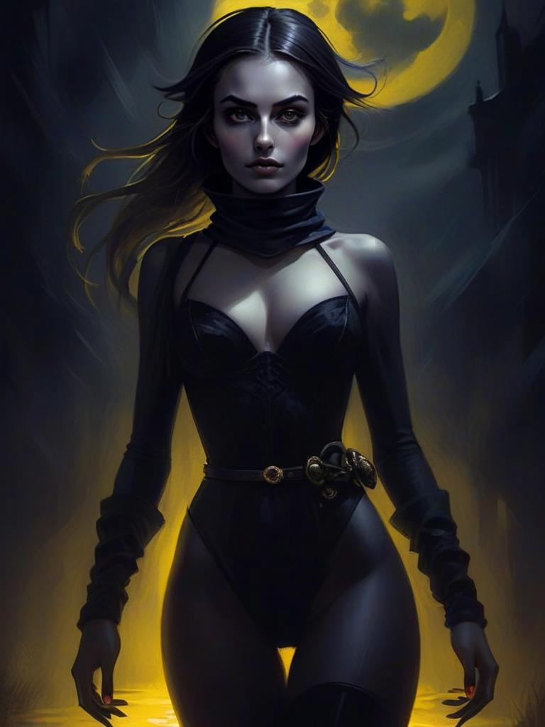 Elegant Woman Under Full Moon - Gothic Fantasy Art Elegant Woman Under Full Moon - Gothic Fantasy Art