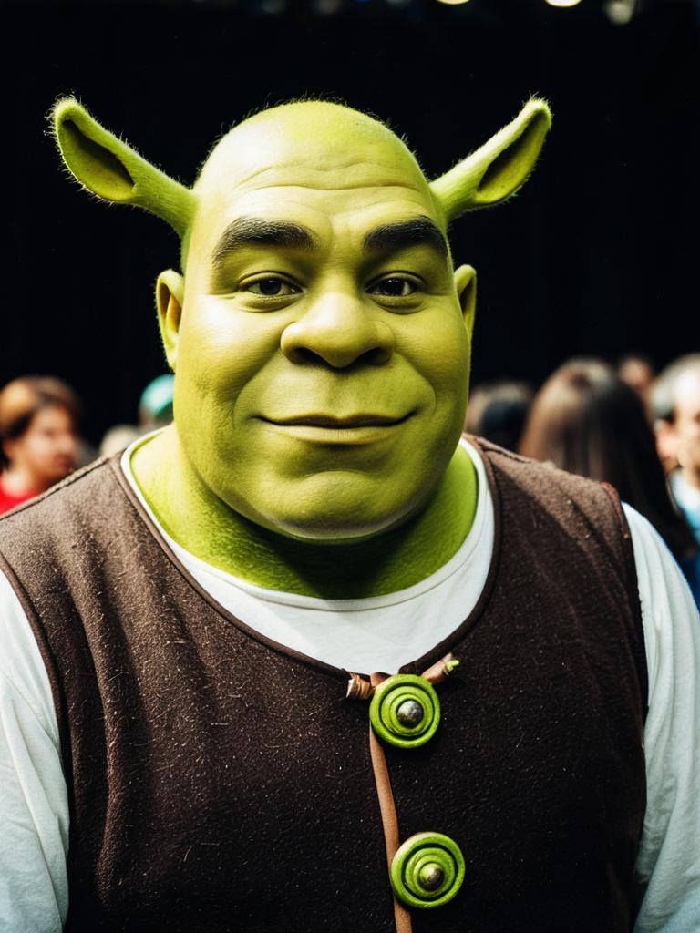 Man in Realistic Shrek Costume at Cosplay Festival