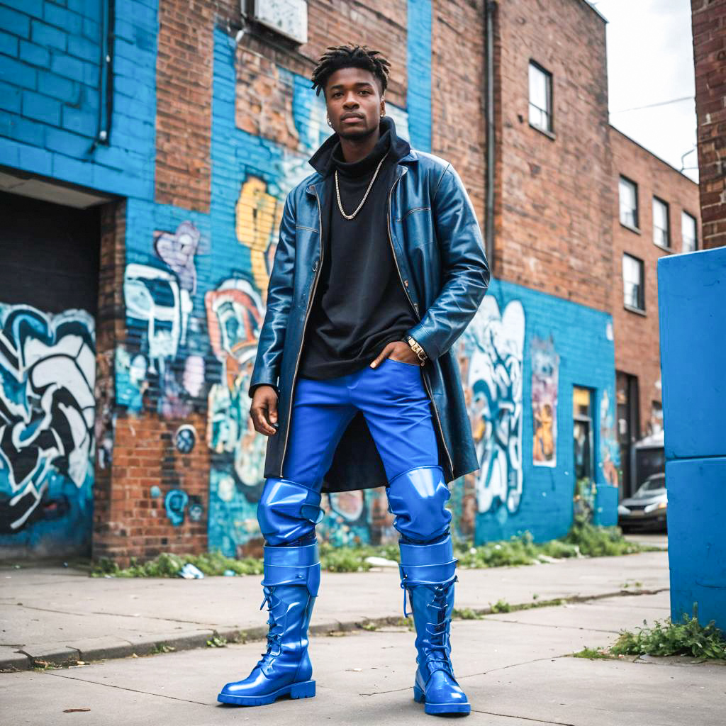 Stylish Young Man in Bold Street Fashion with Graffiti