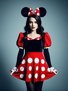 Woman in Minnie Mouse Costume Editorial Fashion Style Shot Cinematic