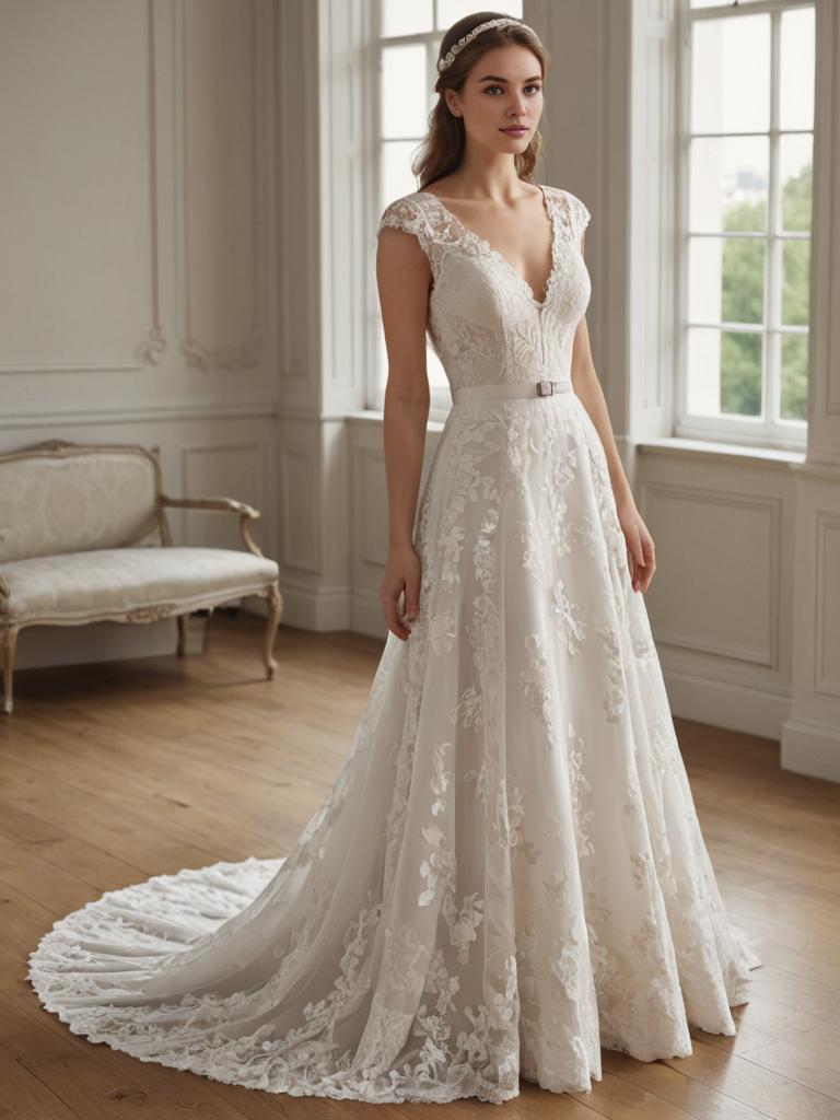 Elegant Bride in Lace Gown