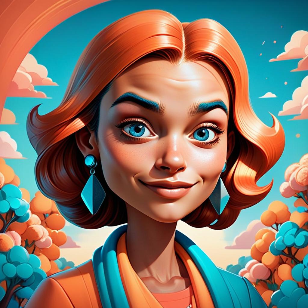 Stylized Illustration of a Woman with Red Hair