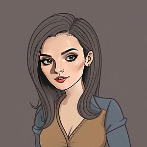 Stylized illustration of a woman with dark hair