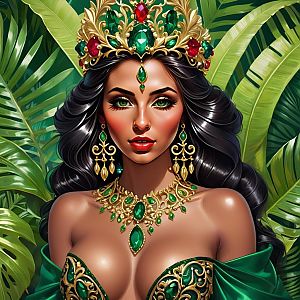 Fantasy Woman with Crown and Jewelry