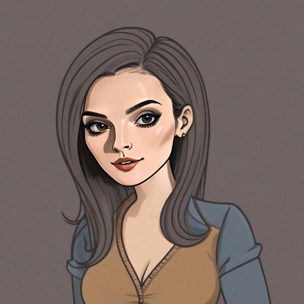 Stylized illustration of a woman with dark hair Stylized illustration of a woman with dark hair