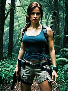 Confident Woman in Tactical Gear in Jungle