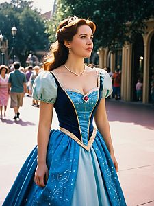 Woman in Disney Princess Dress Candid Portrait in Natural Daylight