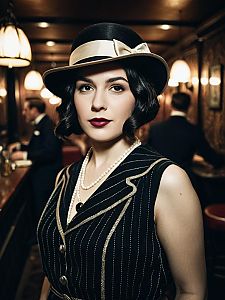Photorealistic 1920s Woman in Speakeasy Costume Portrait