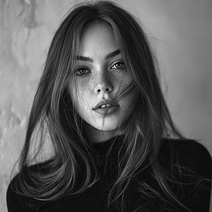 Black and white portrait of a young woman