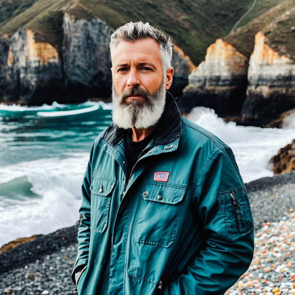 Mature Man by Rocky Coastline