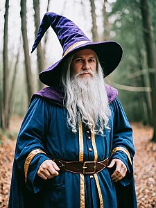 Photorealistic Man in Wizard Costume Cosplay Editorial Portrait