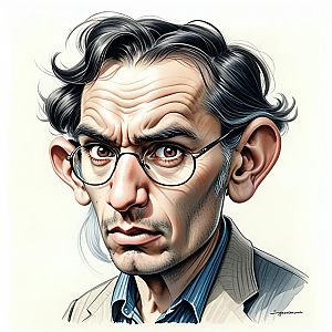 Digital Caricature of a Man with Exaggerated Features