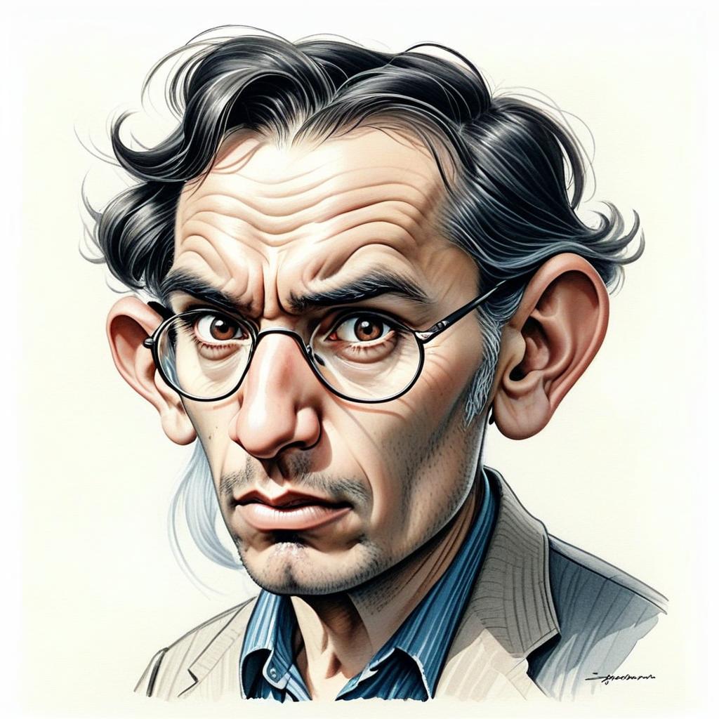 Digital Caricature of a Man with Exaggerated Features