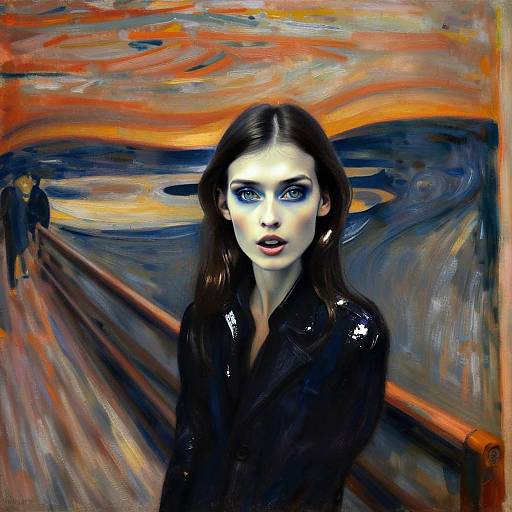 Surreal Portrait of Woman Inspired by The Scream Painting Style