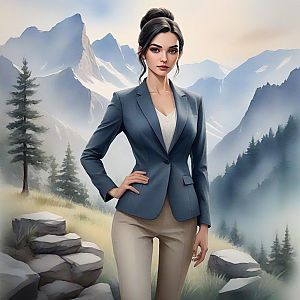 Confident Woman in Mountain Landscape