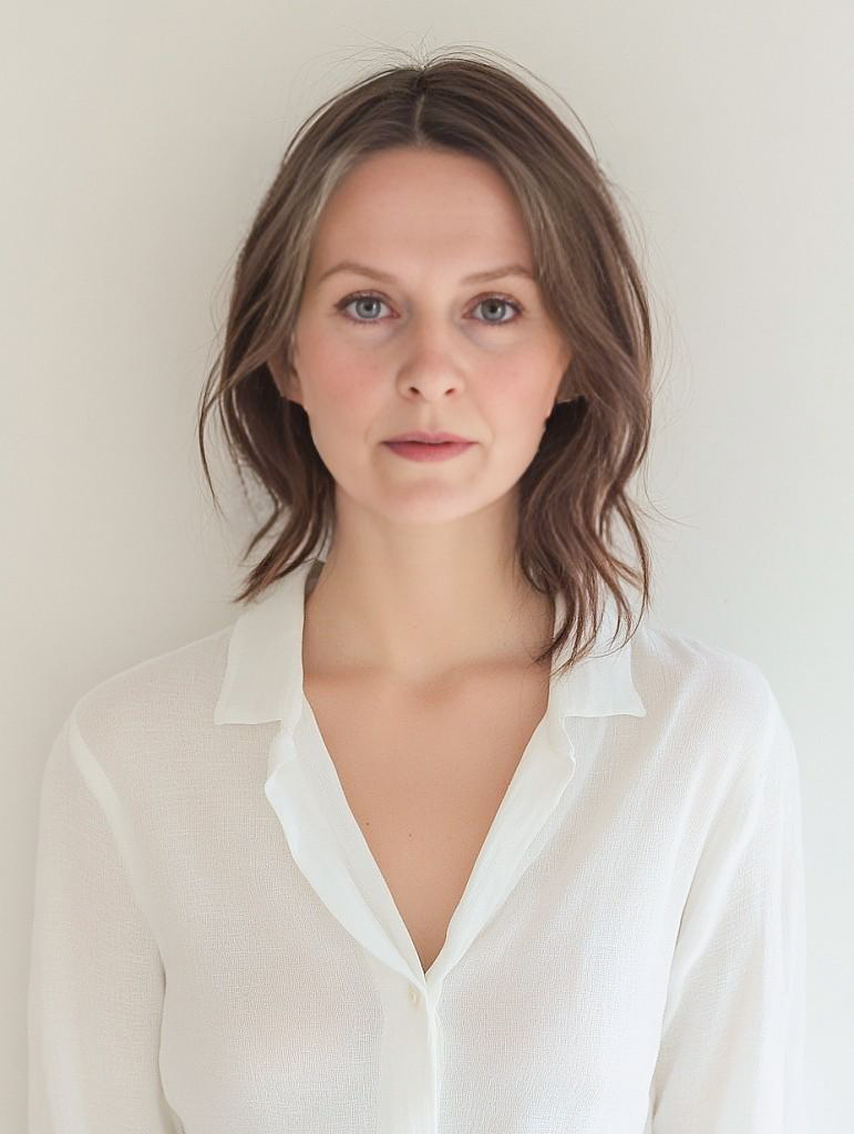 Serene Woman in White Blouse