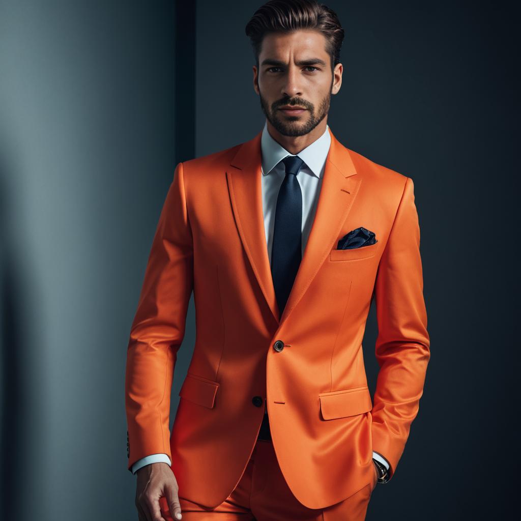 Stylish Man in Orange Suit