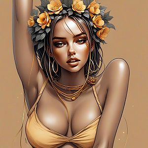 Vibrant Woman with Rose Crown
