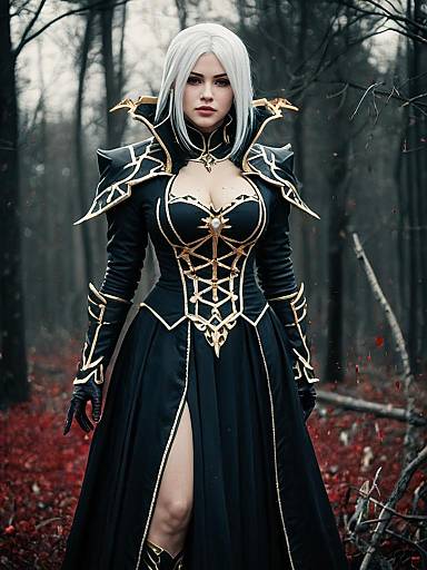 Shalltear Bloodfallen Cosplay Woman in Black Gothic Armor Dress