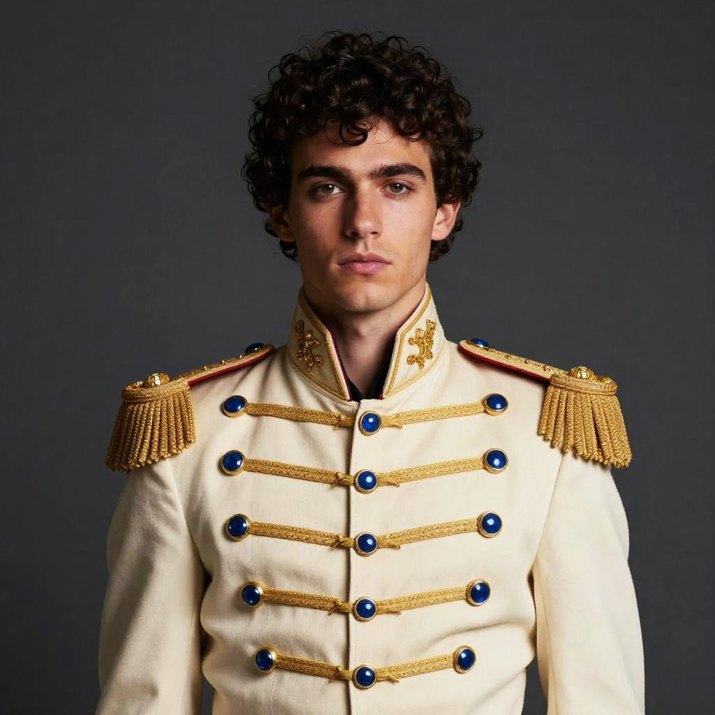 Young Man in Vintage Military Style Jacket Portrait