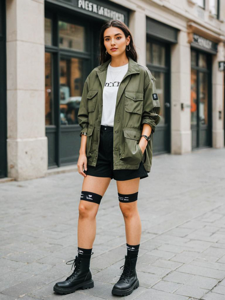 Fashionable Young Woman in Urban Setting