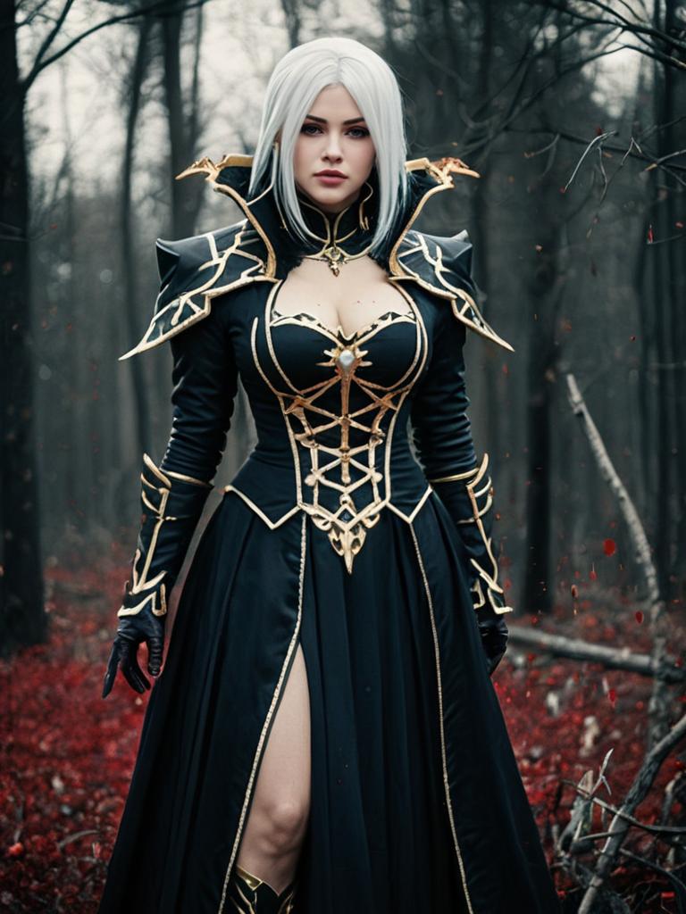 Shalltear Bloodfallen Cosplay Woman in Black Gothic Armor Dress
