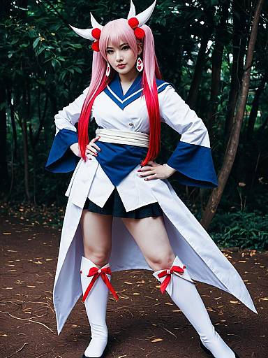 Akagi Towa Cosplay Woman in Anime-Style Sailor Outfit Outdoor
