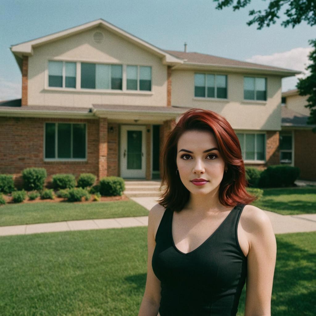 Confident Woman with Red Hair in Modern Home