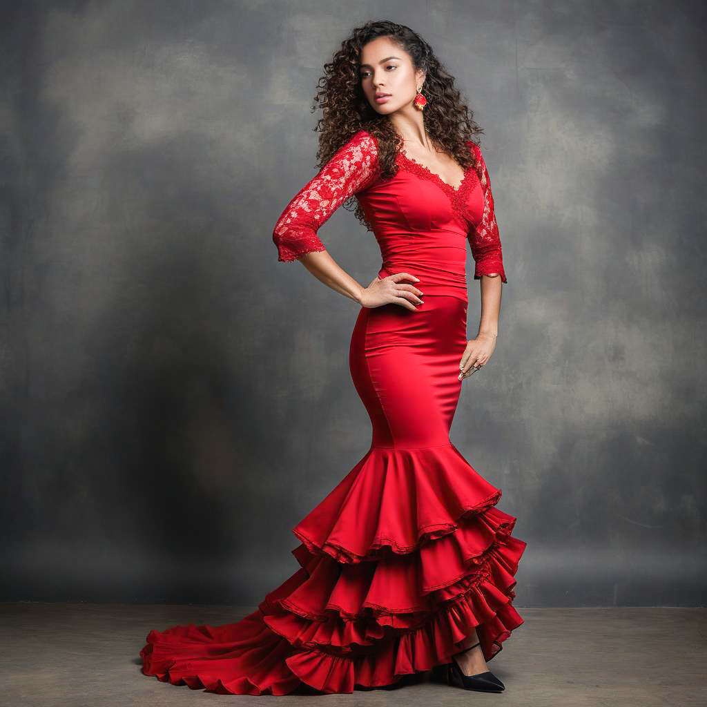 Confident Woman in Red Flamenco Dress Confident Woman in Red Flamenco Dress
