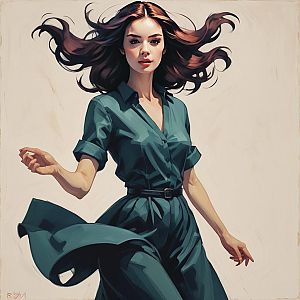 Elegant Woman in Teal Dress