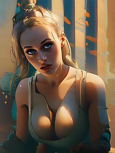 Hyper-Realistic Cartoon Digital Portrait of a Blonde Woman