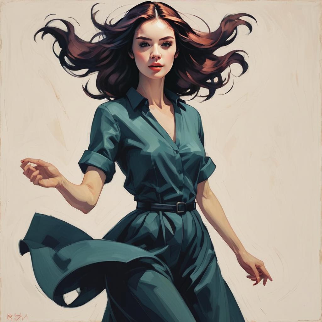 Elegant Woman in Teal Dress
