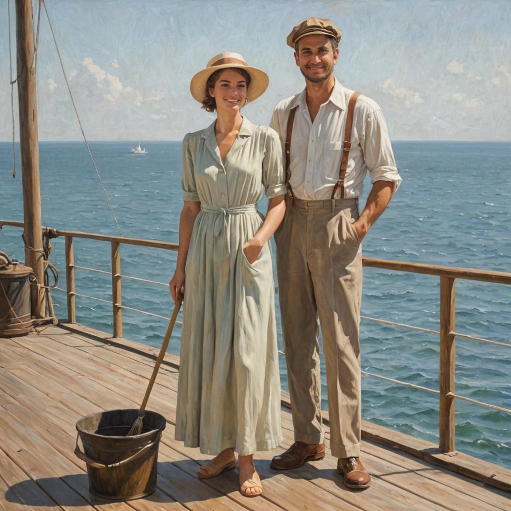 Couple on Sunny Ocean Deck