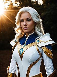 Princess Allura Cosplay from Legendary Defender with White Hair and Armor Costume