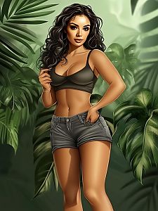 Confident Woman in Tropical Setting