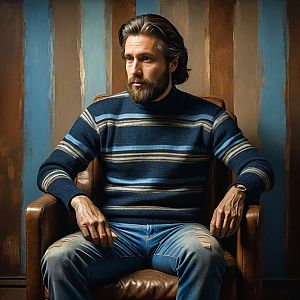 Confident Man in Leather Armchair