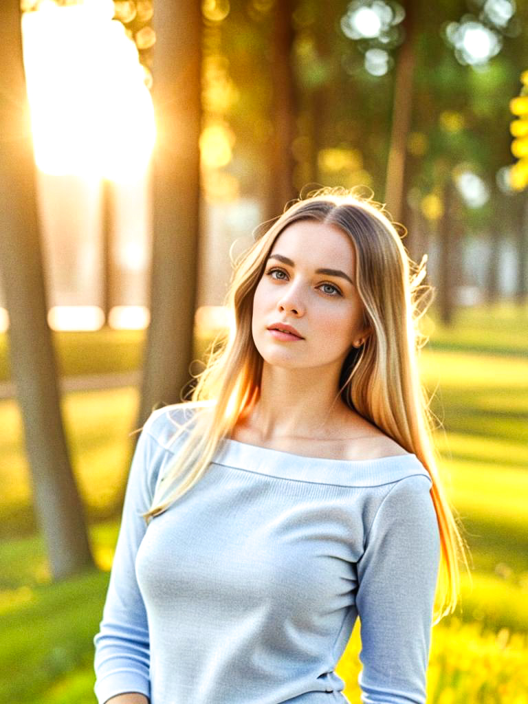 Serene Woman in Warm Sunlight